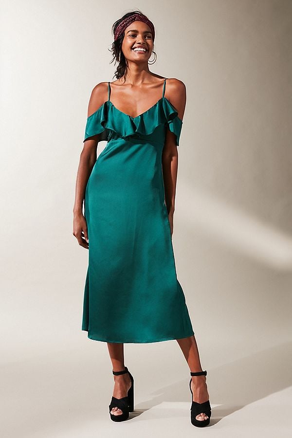 Urban Outfitters Satin Ruffle Midi Dress