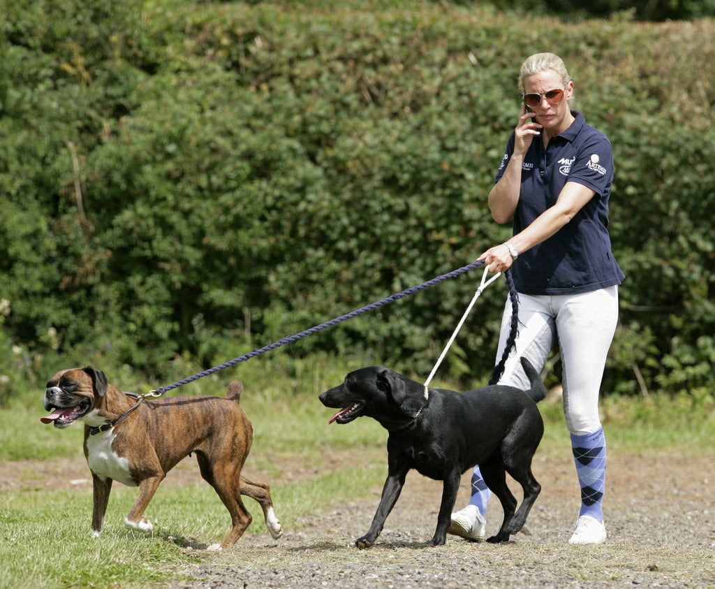 Zara Phillips With Spey the Boxer and Pepper the Black Lab