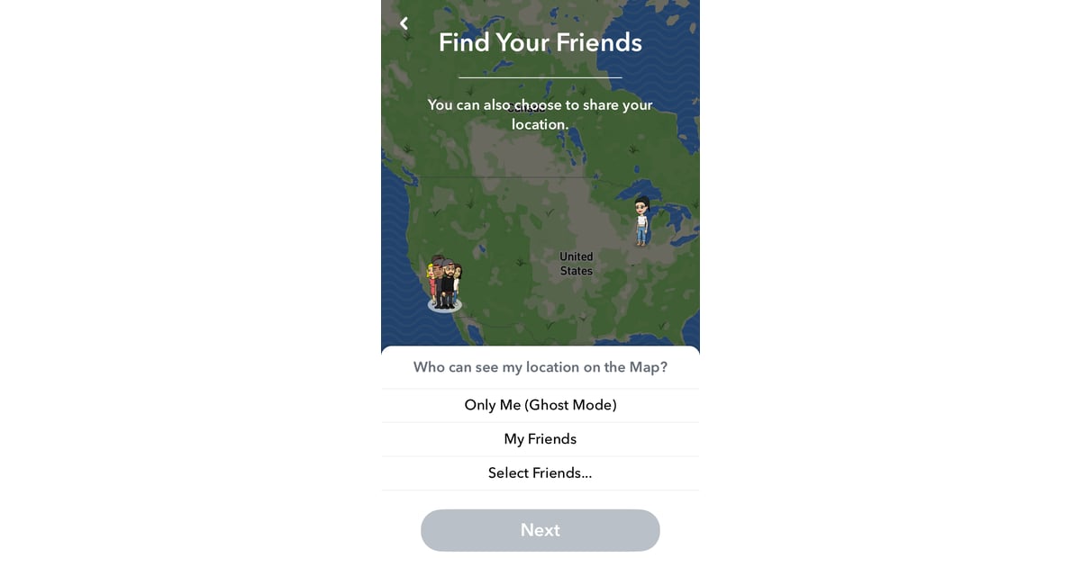 Select who to share your location with — or stay in Ghost ...