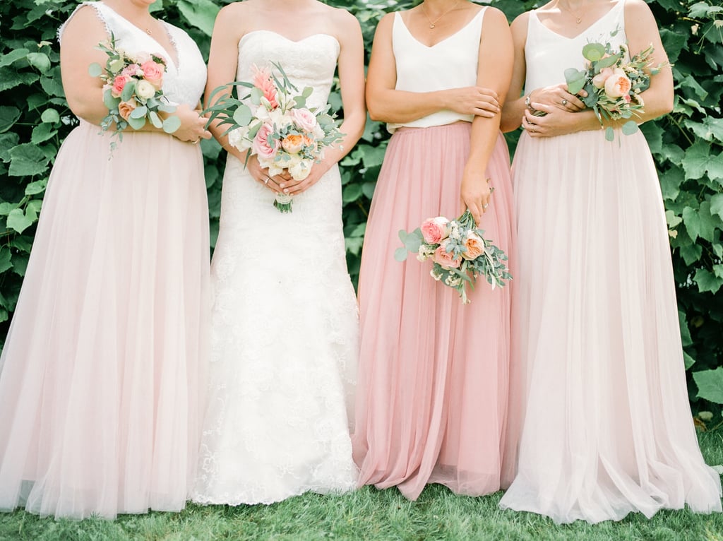 Have your bridesmaids dress in pale pinks for the occasion.