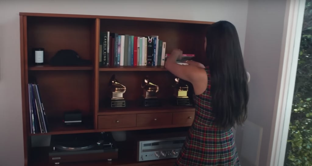 Rodrigo's bookcase holds her Grammys, a copy of "Twilight," and her favorite records, including "Elephant" by The White Stripes.