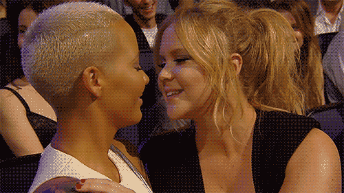 Amber Rose and Amy Schumer Kiss at MTV Movie Awards 2015