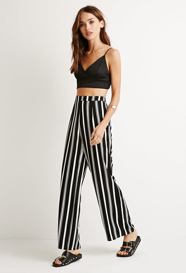 Brizo black and ivory varied striped wide leg palazzo trouser  DEVINTO