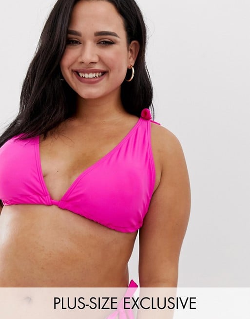 South Beach Curve Mix & Match Triangle Bikini Top in Pink