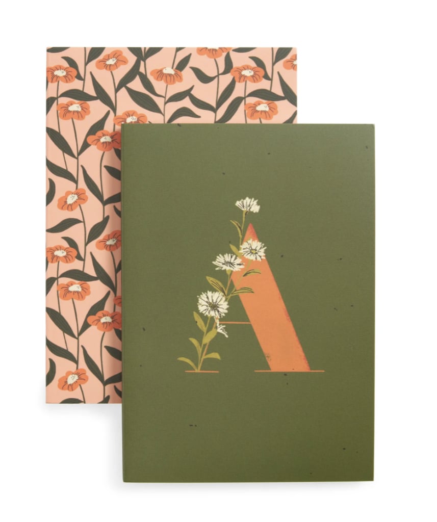Set of 2 Monogram Floral Slim Mini Journals