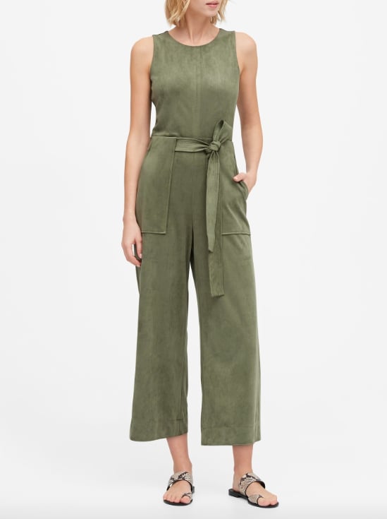 Vegan Suede Cropped Wide-Leg Jumpsuit