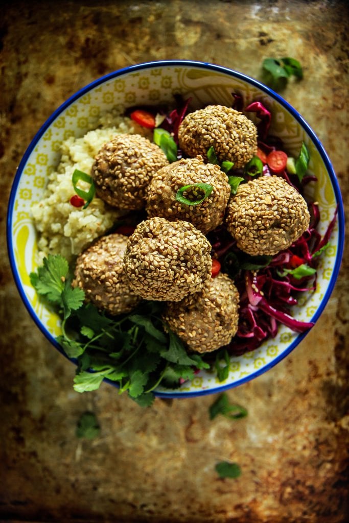 Sesame Meatball and Cauliflower Rice Bowl