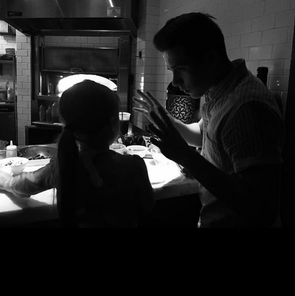 Her big brother, Brooklyn, posted a picture of the pair making pizza together in August 2014.