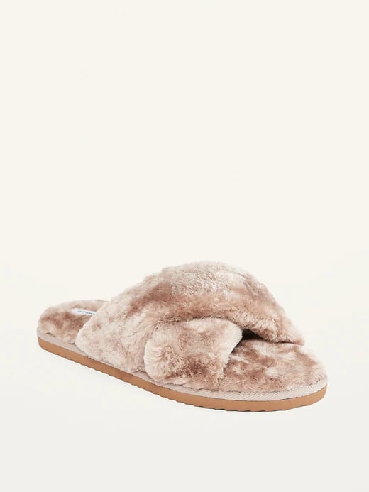 Fur cross deals strap slippers