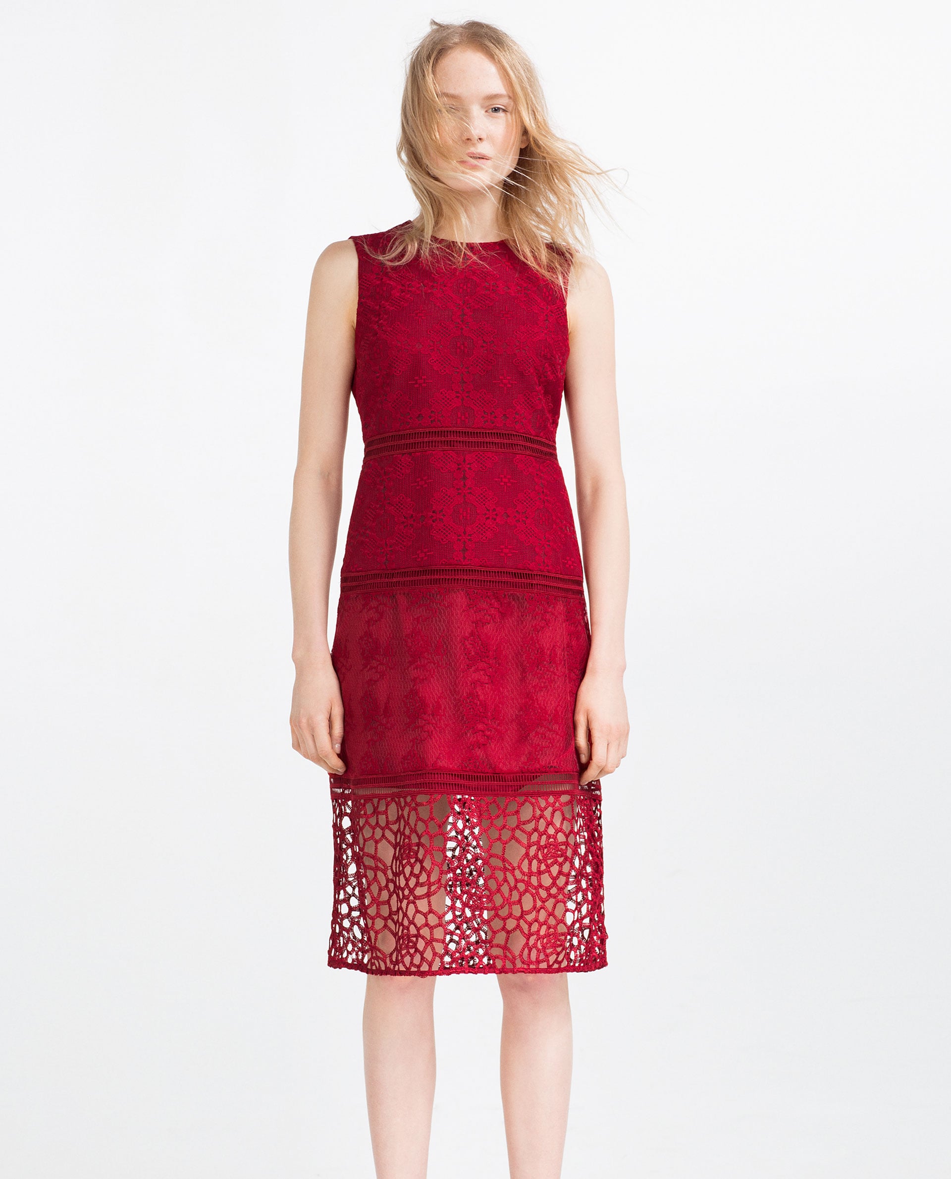 zara contrasting embroidered dress