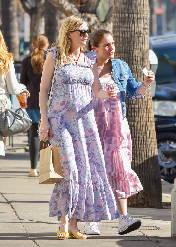 Kirsten Dunst in Purple Maxi Dress