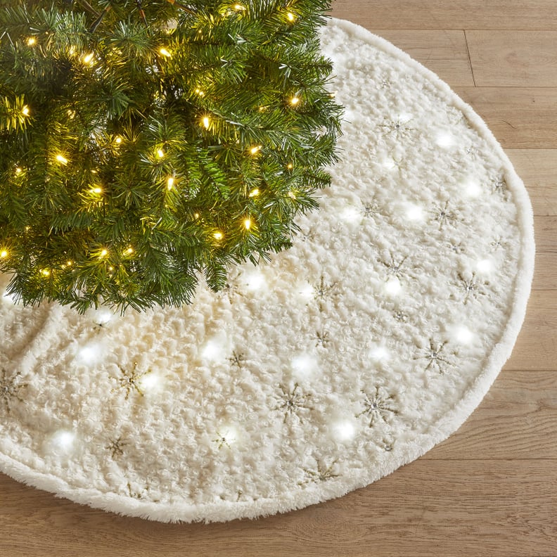 Light-Up Fuzzy Snowflake Tree Skirt