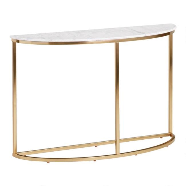 Half-Round White-Marble Milan Console Table