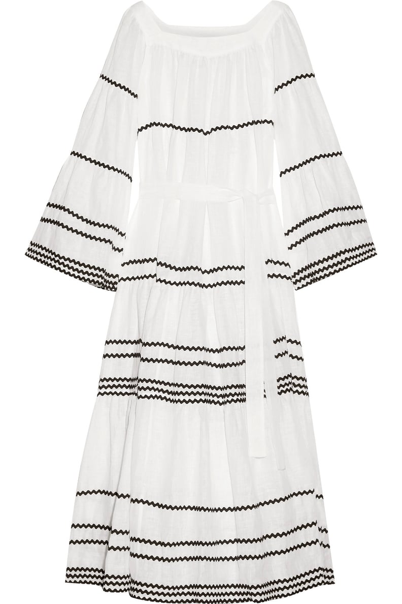 Lisa Marie Fernandez Rickrack-Trimmed Linen Maxi Dress — White