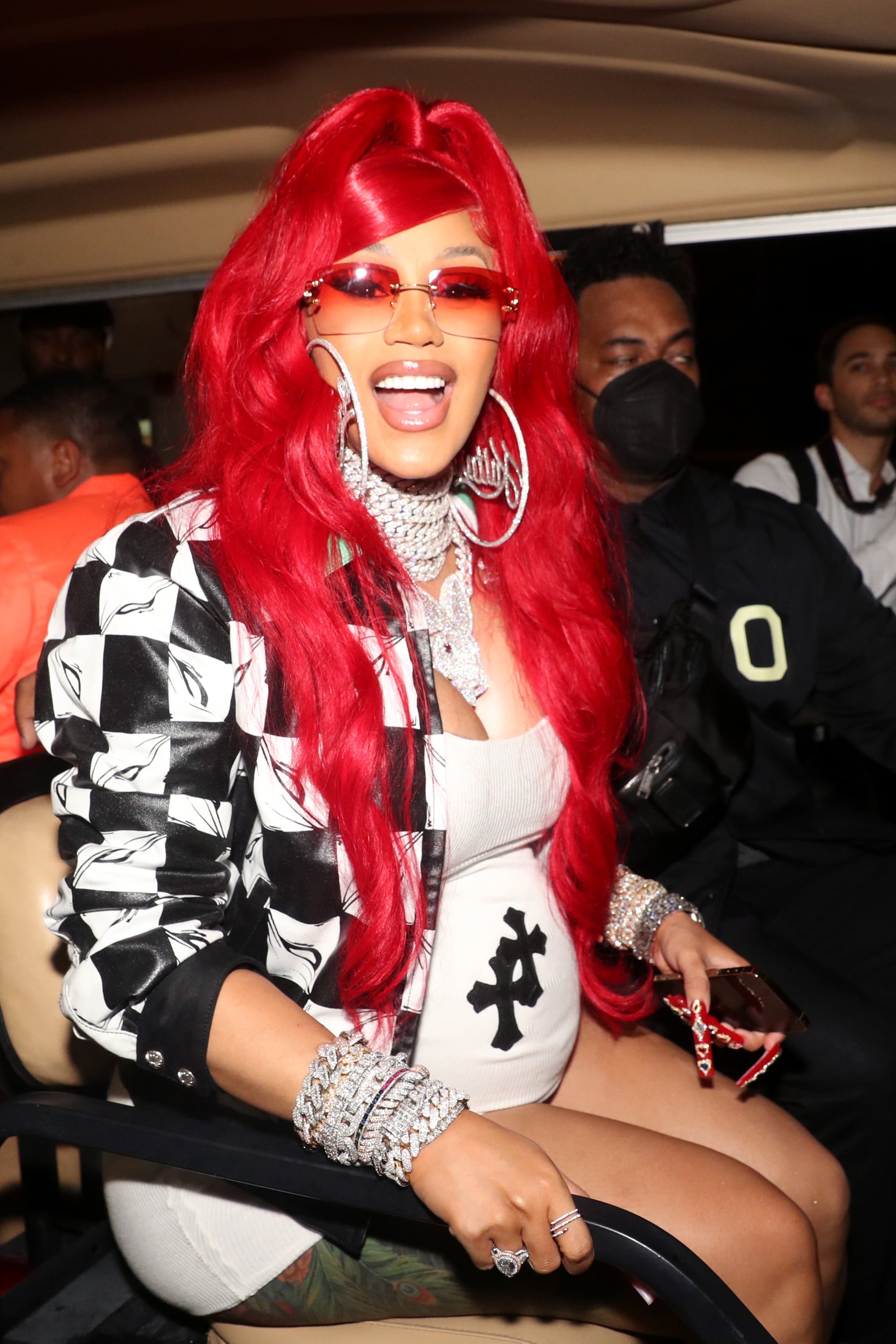 Cardi B and Offset Wear Matching Camo Shorts and Birkin Bags