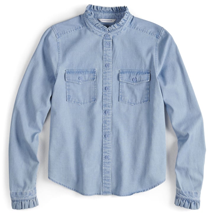ruffle collar denim shirt