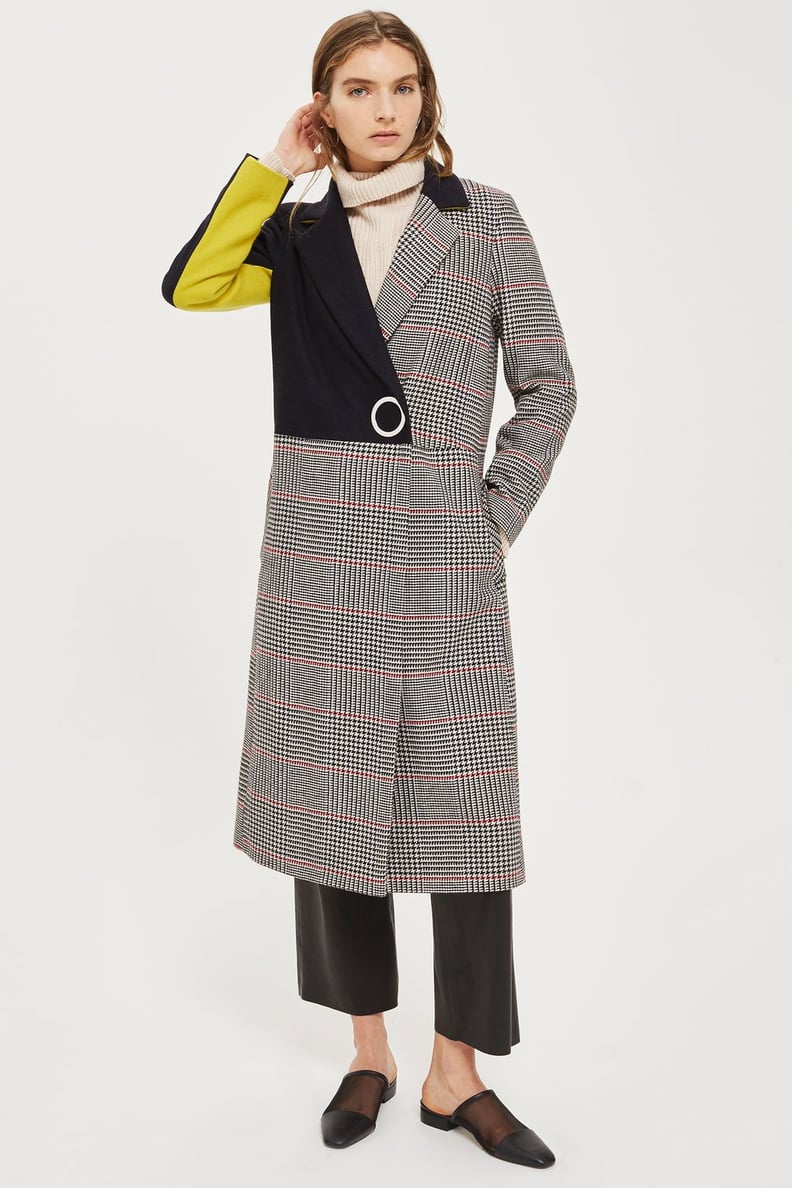 Topshop Checked Colorblock Coat