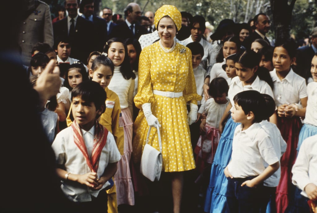 Queen Elizabeth II With a Group of Local Children in Mexico in 1975