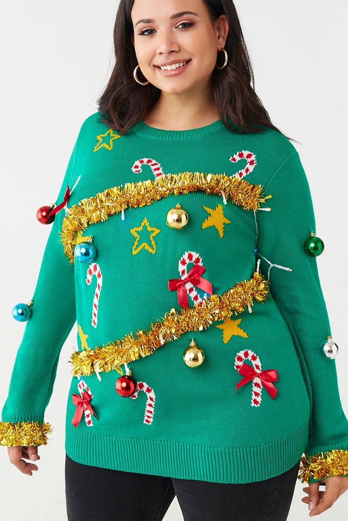 Plus Size Christmas Tree Sweater Dress