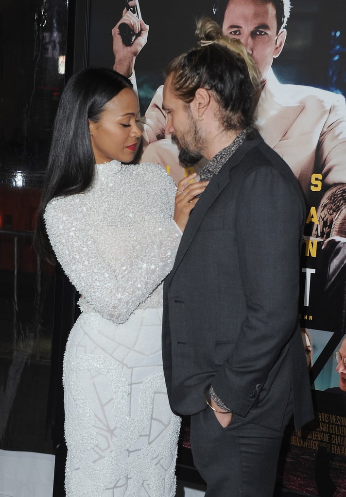Zoe Saldana and Marco Perego at the Live by Night Premiere