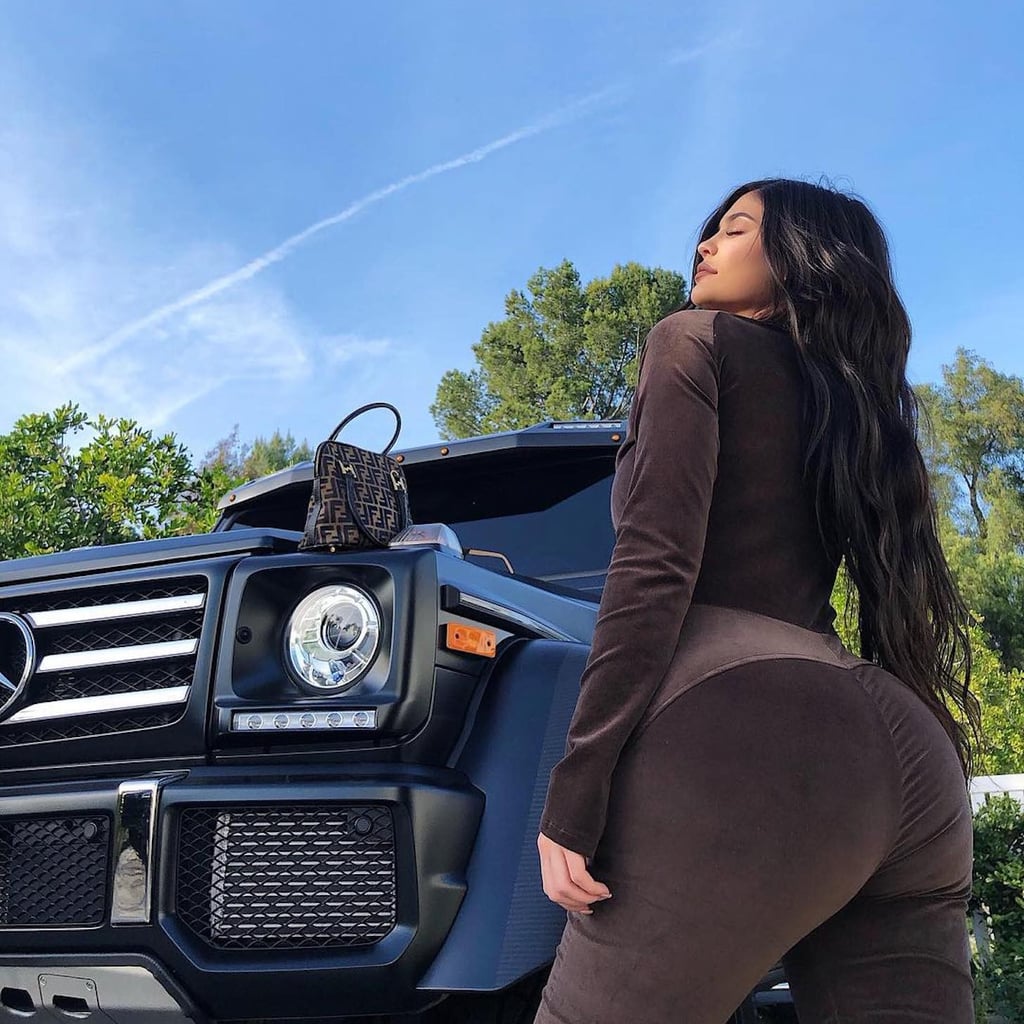 Universeel Rusland lastig Puma Lace Detail Full Bodysuit | Kylie Jenner Showed Off Her Postbaby Body  in a Brown Velour Bodysuit, and DAYUMMM | POPSUGAR Fashion Photo 5