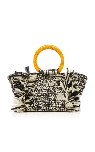 Carolina Santo Domingo Corallina Two-Tone Woven Raffia Bag