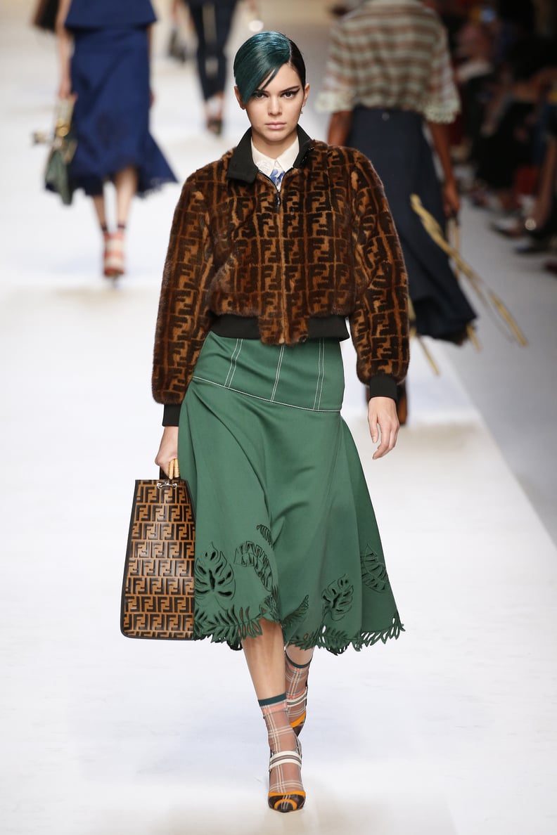 Kendall Walked the Fendi Runway in a Logo-Covered Bomber Jacket
