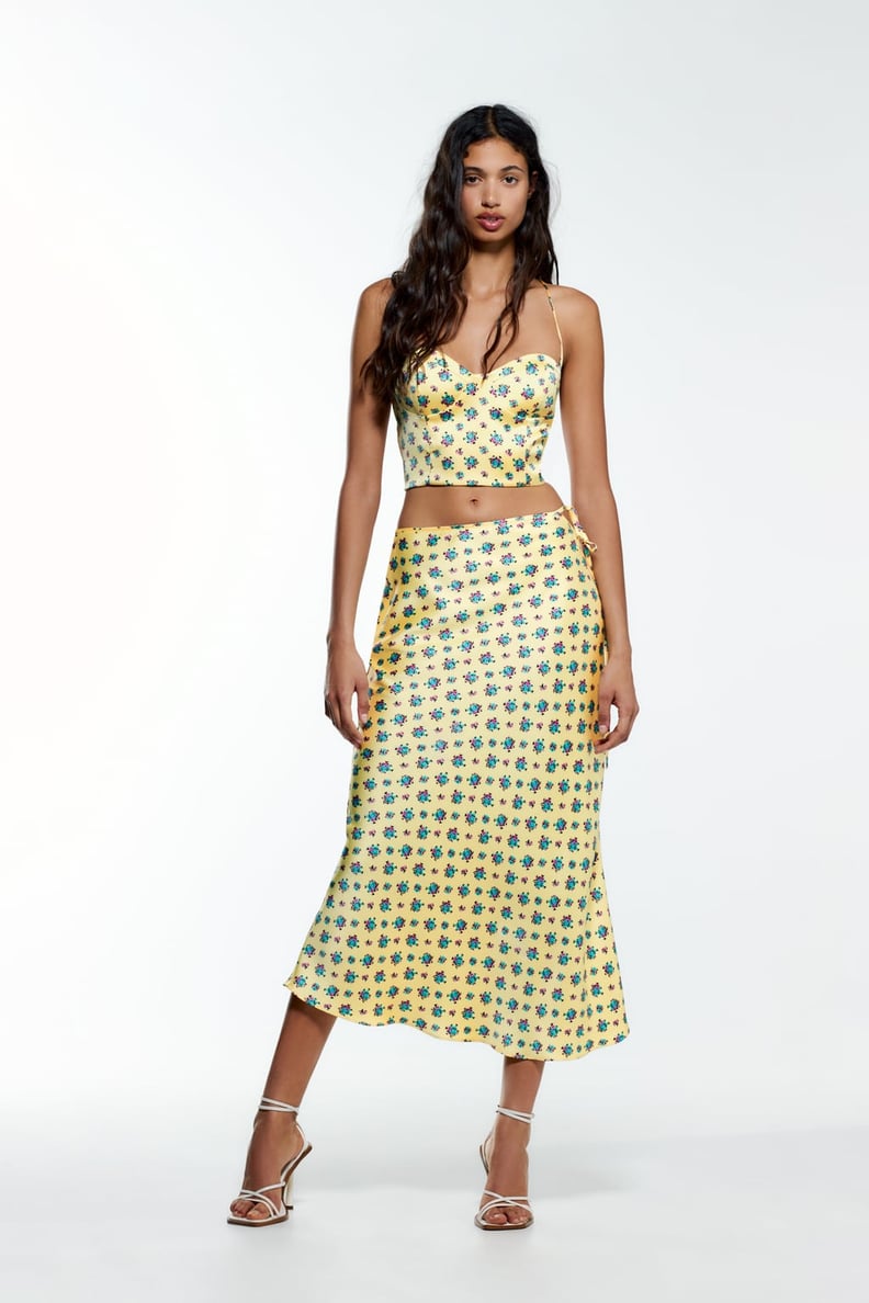 zara floral skirt