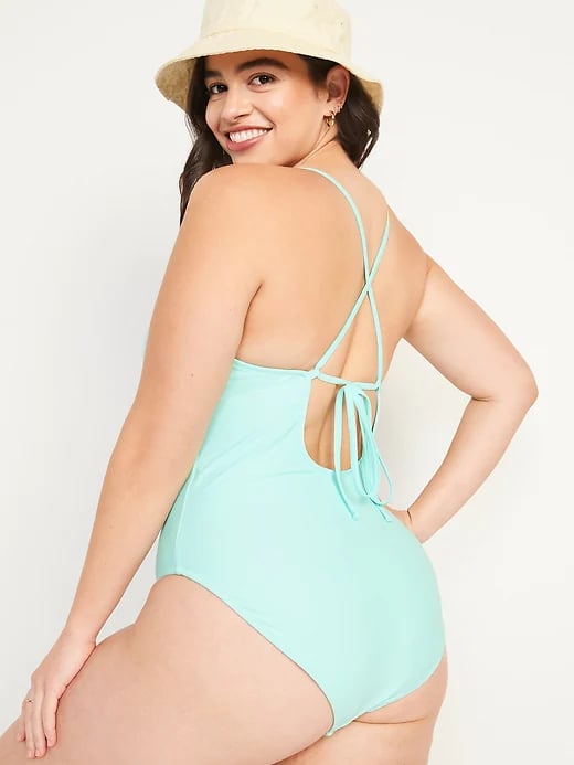 Old Navy V-Neck Ruffle-Trim Cutout One-Piece Swimsuit