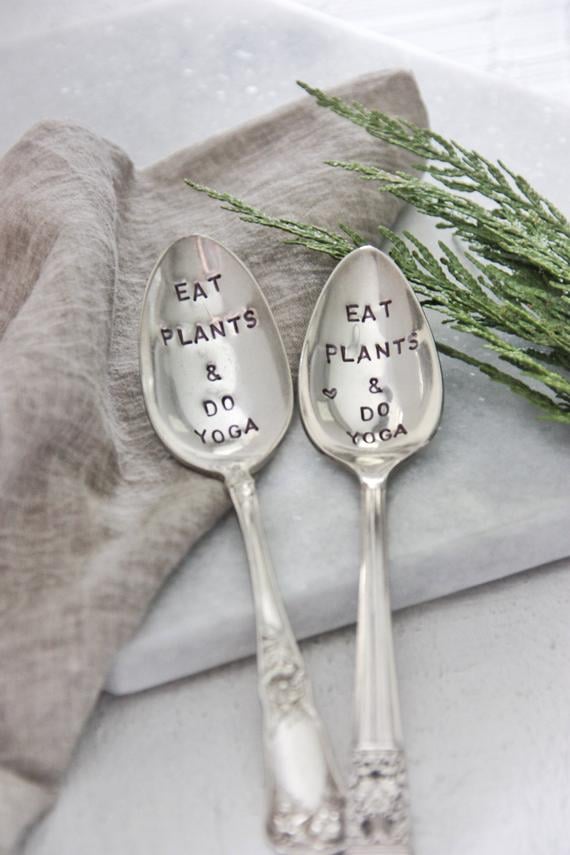 AndThenAgainDesigns Eat Plants & Do Yoga Stamped Spoons