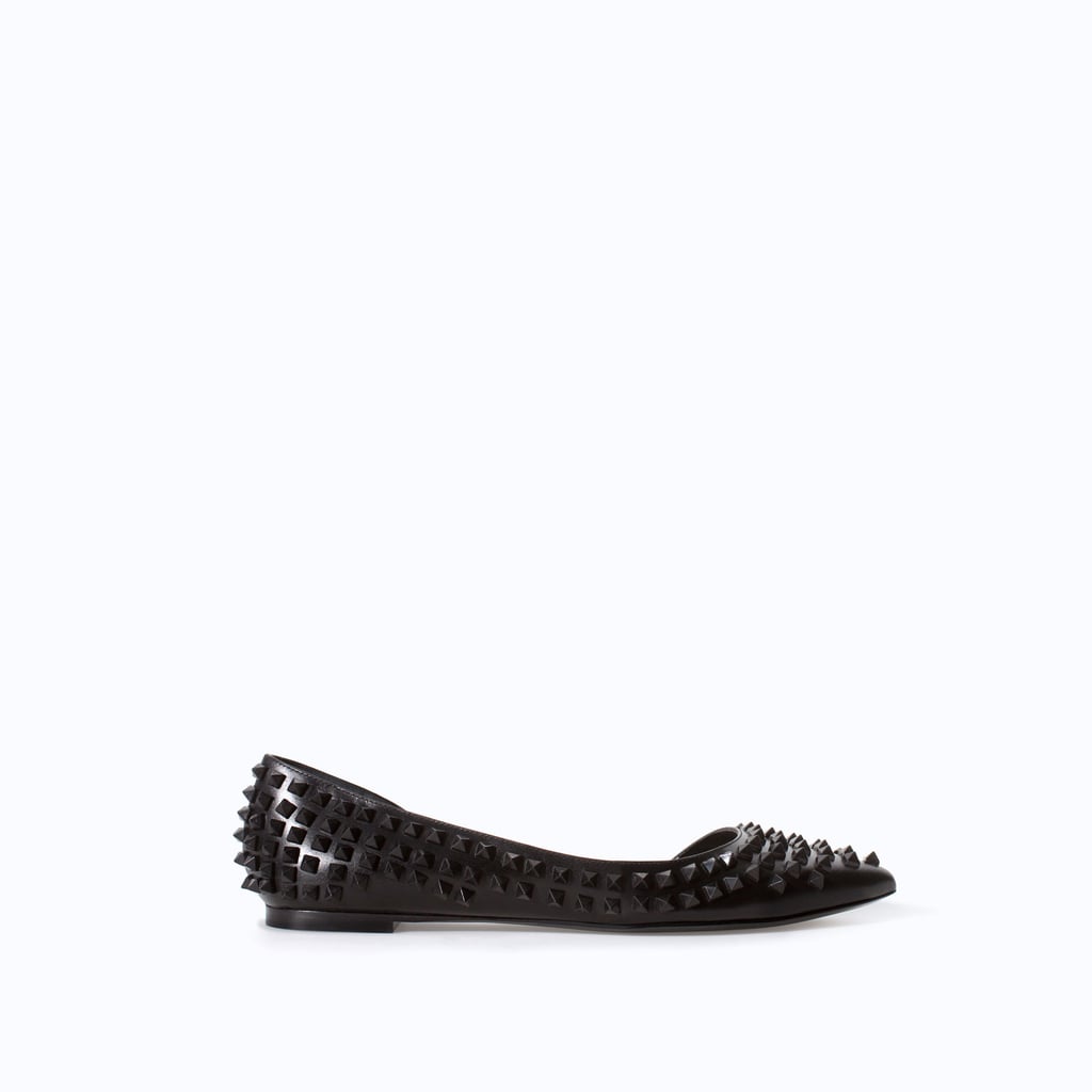 Zara Leather Ballet Flats With Studs ($60)