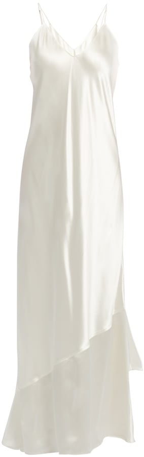 Ryan Roche Asymmetric-Hem Satin Slip Dress