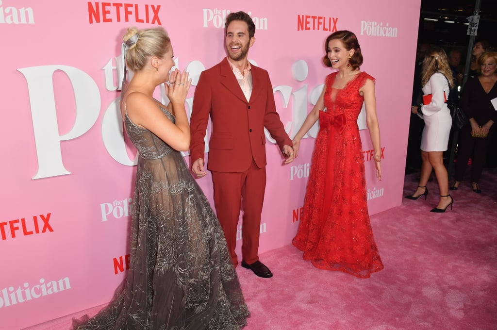 Julia Schlaepfer, Ben Platt, and Zoey Deutch at The Politician Premiere