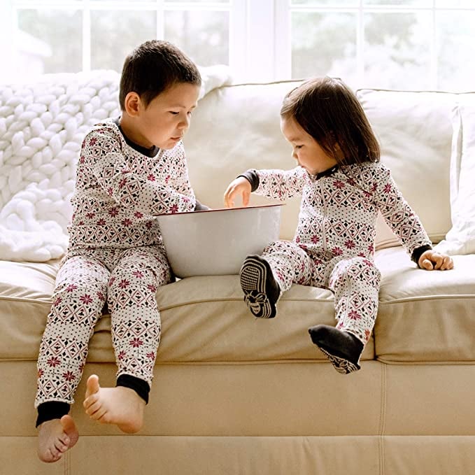 Cczmfeas Girls Pajamas Sets Kids Pjs Cotton Sika Deer Long Sleeve Sleepwears 2-7 Years