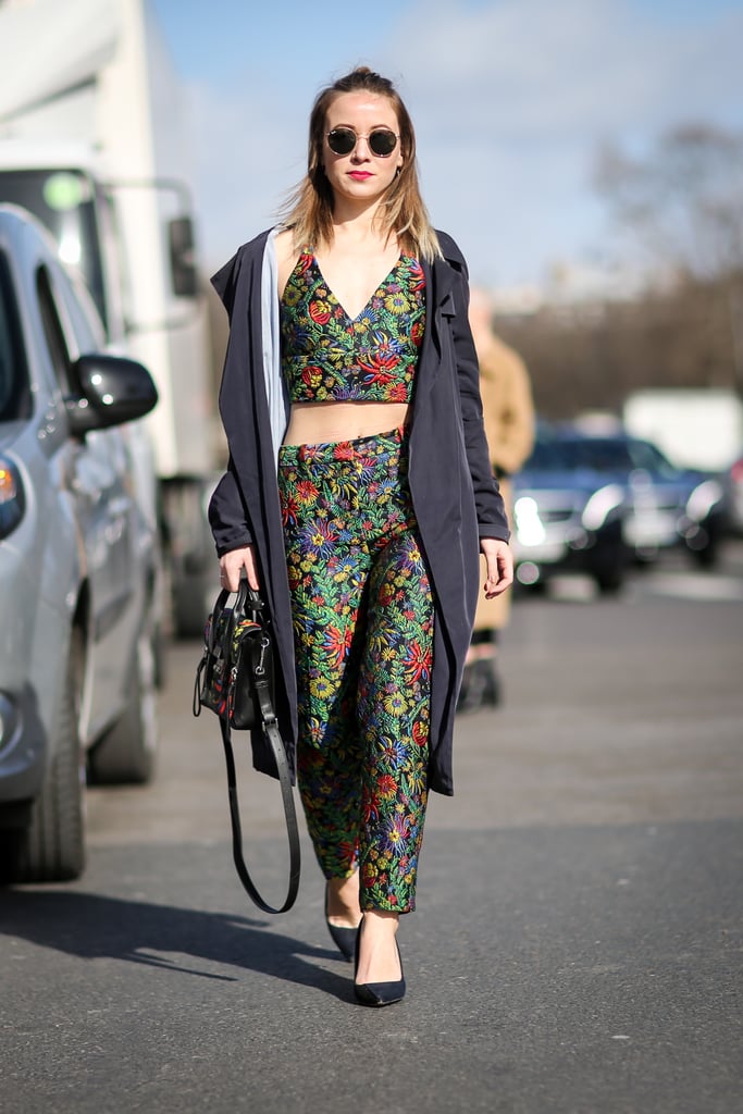 Pantsuit sets don't always have to look so stuffy, especially if you replace the blazer with a crop top.