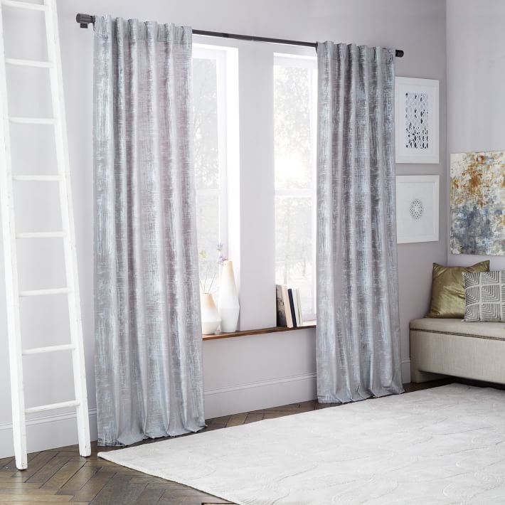 West Elm Crosshatch Velvet Curtain Feather Gray 99 Gray