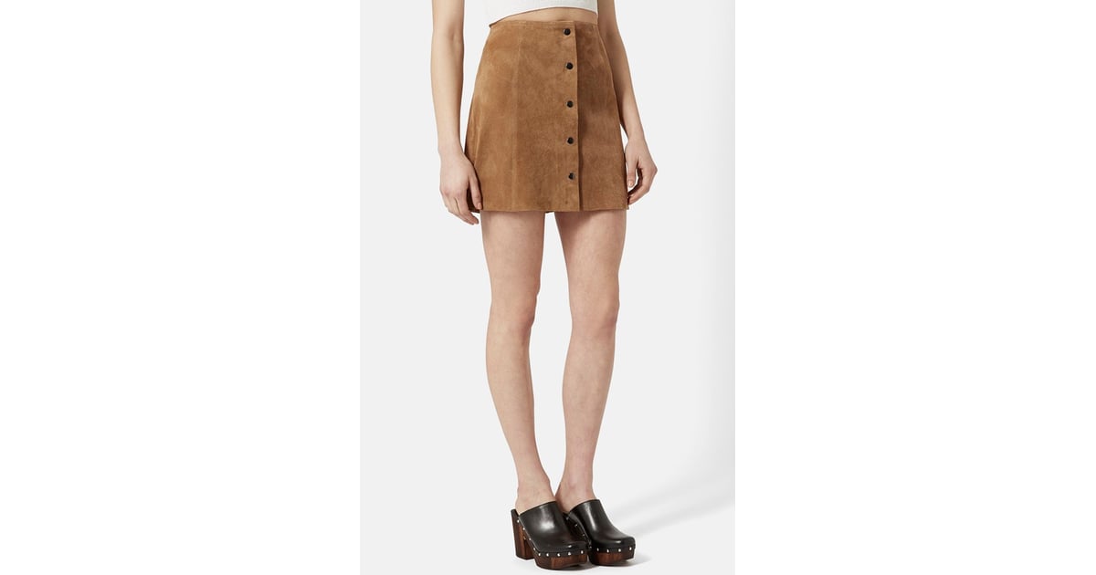 Topshop Suede A-Line Skirt | Button-Front Skirts | POPSUGAR Fashion ...