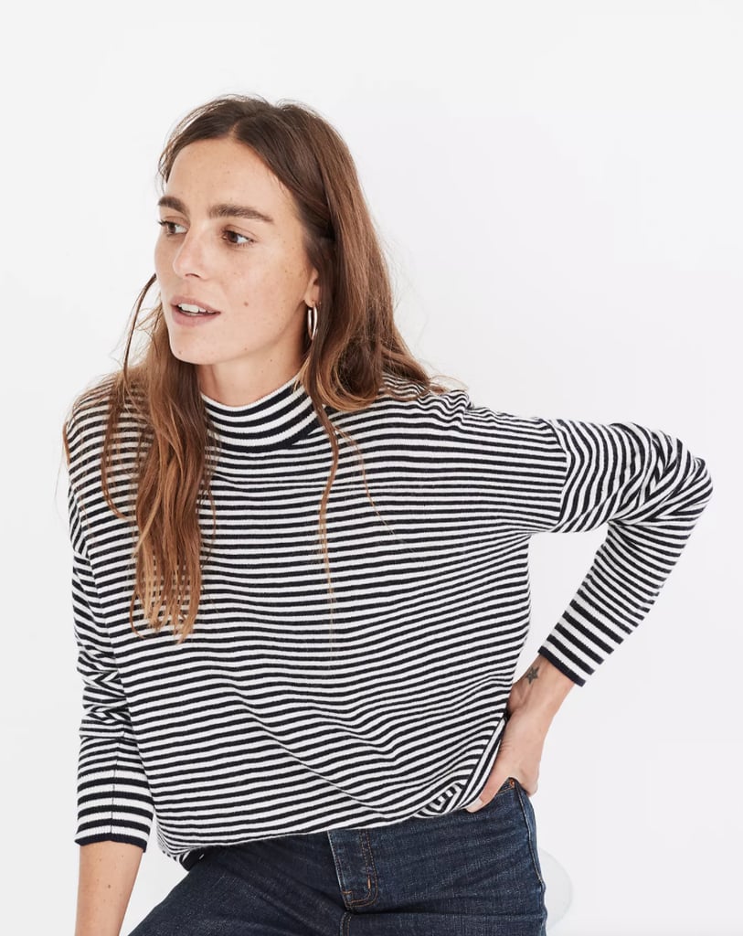 Madewell Stripe-Mix Ashbury Mockneck Sweater