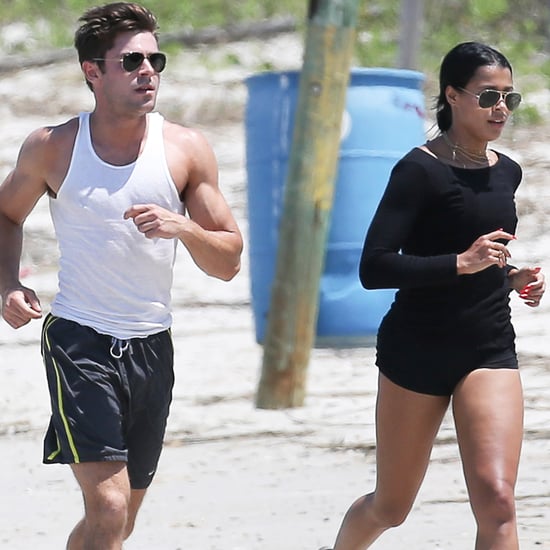 Zac Efron and Sami Miro Run on the Beach May 2015