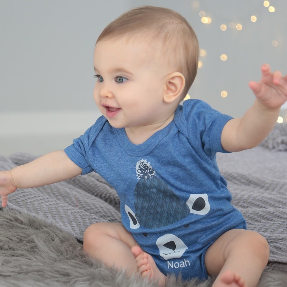 Blue Bear Name Onesie