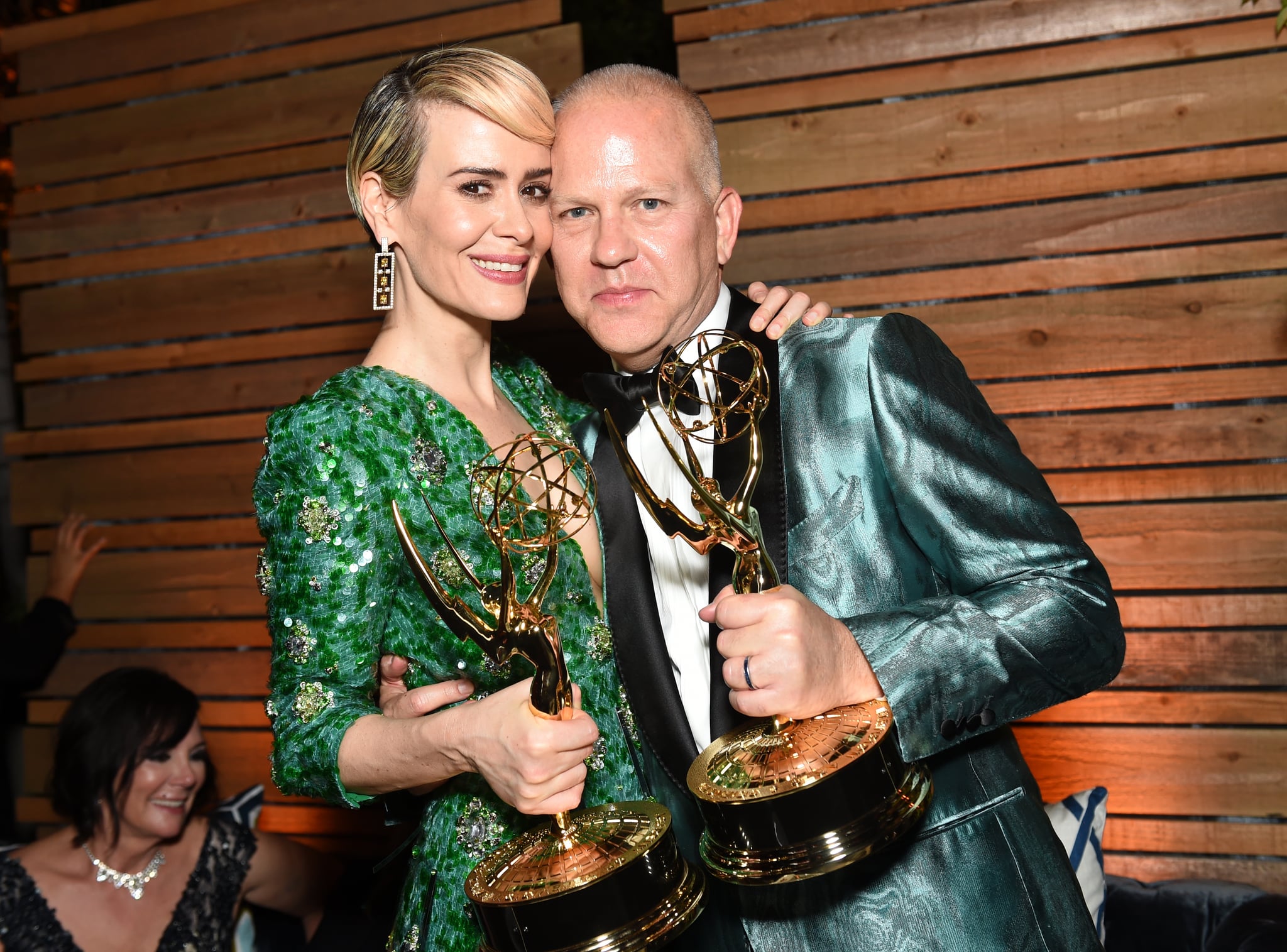 Sarah Paulson and Ryan Murphy at the 2016 Emmy Awards