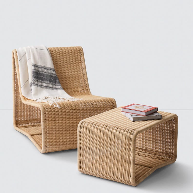 A Rattan Ottoman: Liang Wicker Ottoman