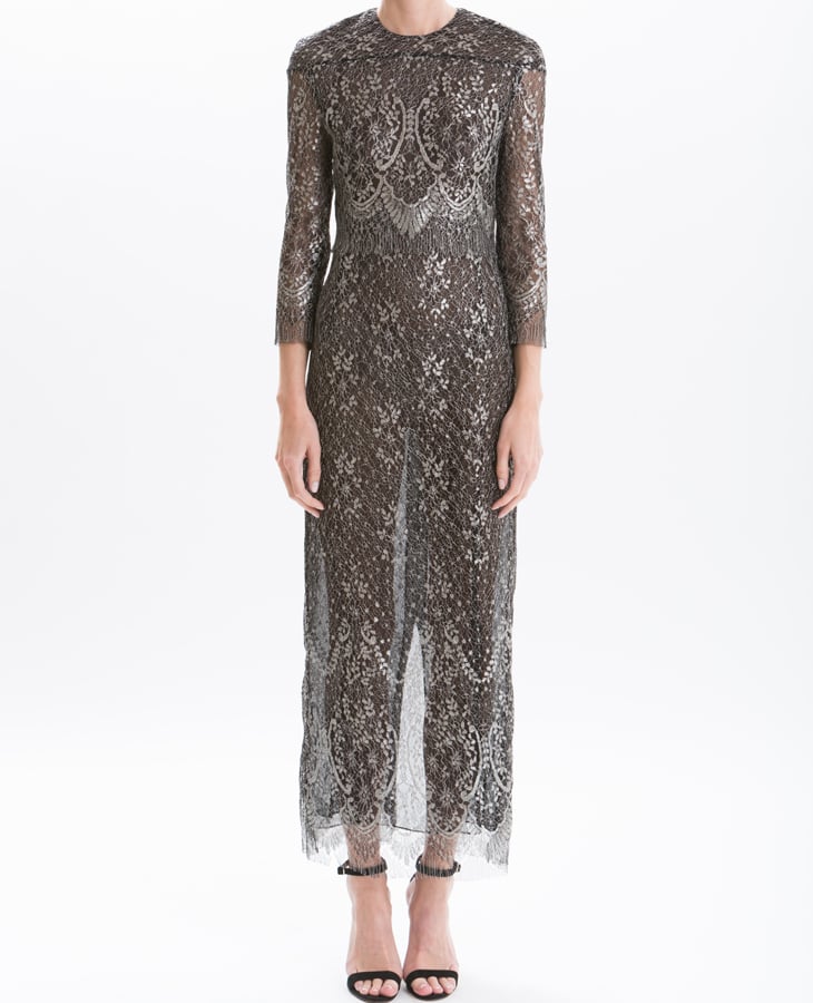 J. Mendel Metallic Lace Long Sleeve Gown