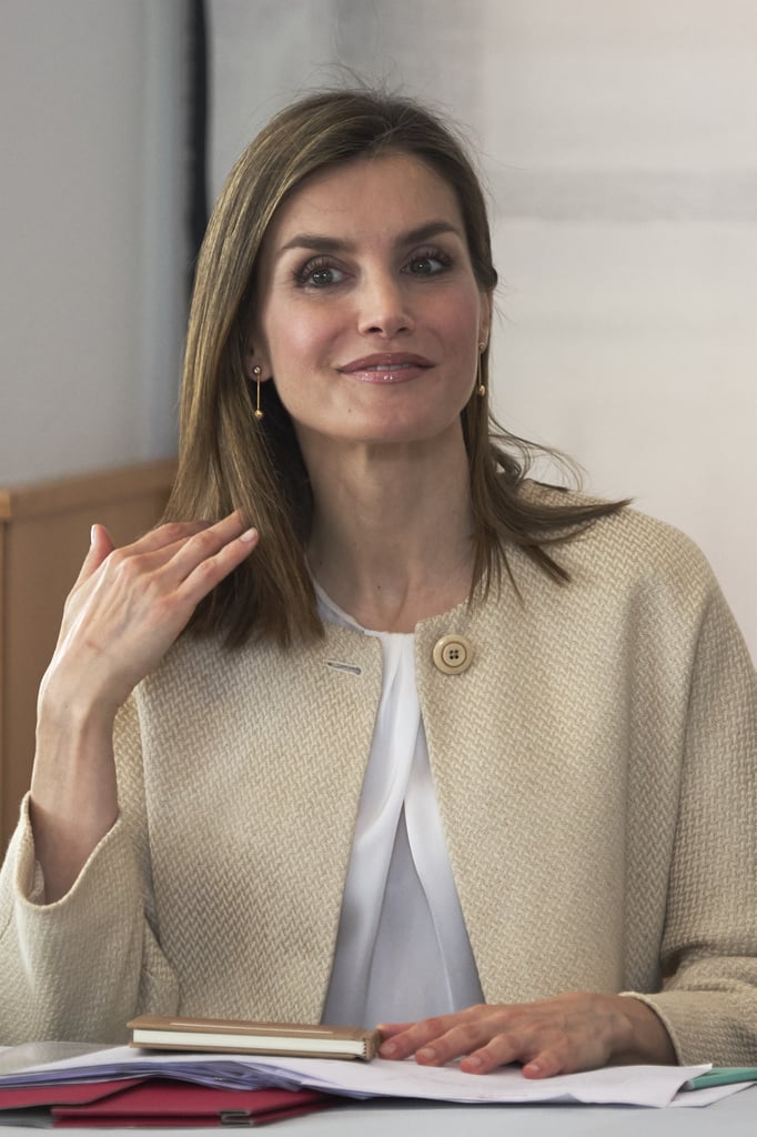 And Also Wore a Pair of Dainty Drop Earrings | Queen Letizia's White ...