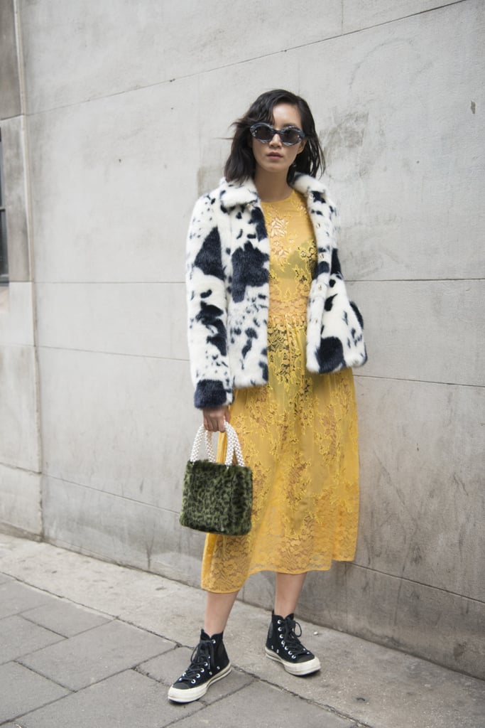 Opt For a Lace Dress and High-Top Sneakers