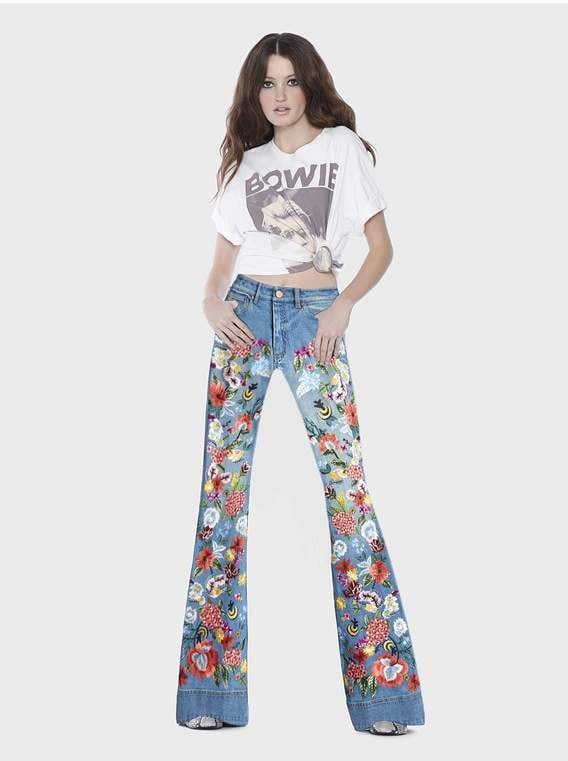 alice and olivia embroidered jeans