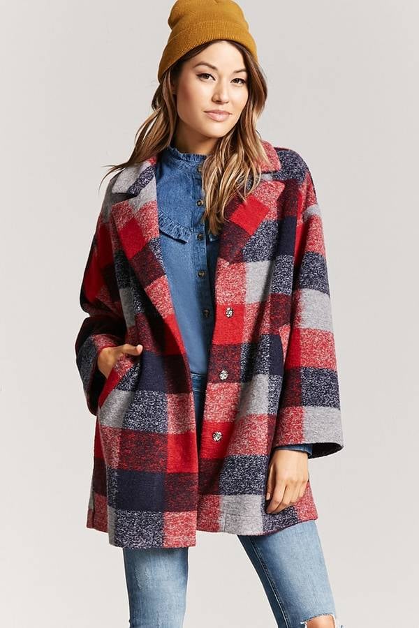 Forever 21 Buffalo Plaid Snap-Button Coat