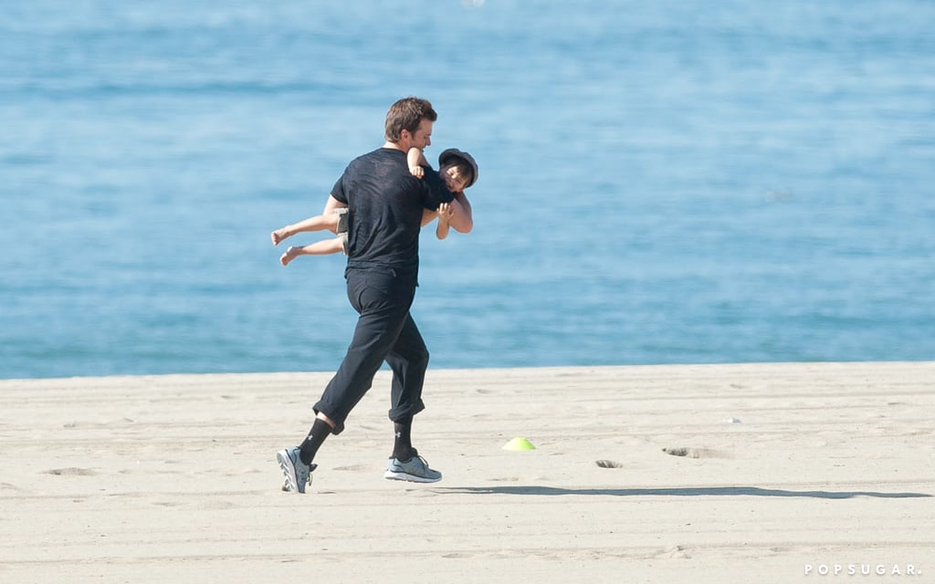 Tom Brady and Benjamin Playing on the Beach in LA