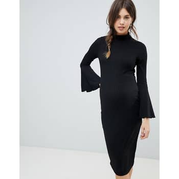 ASOS Going Out Underboob Bodycon Midi Dress in Black