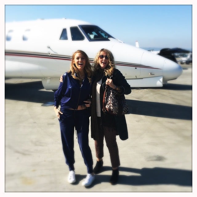 Blake captioned this photo, "Holy cow!!! Ridin' in style with my mama this morning," alongside funny emojis.